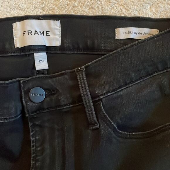 Frame Skinny Jeans Le Skinny De Jeanne Black Frayed Hem Modal Blend 29x28.5 Soft - Picture 5 of 7